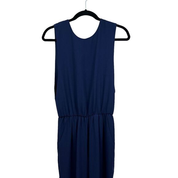 Blaque Label Jumpsuit Pleated Vented Open Back Slash Pockets Blue Women Sz S - Picture 2 of 6